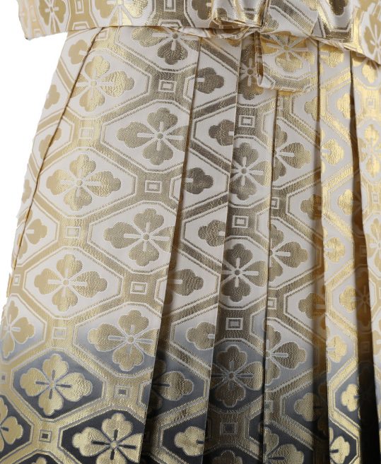 男性用袴単品レンタル(成人式・結婚式・卒業式)白黒ぼかし・金の花菱[身長165cm対応]No.658